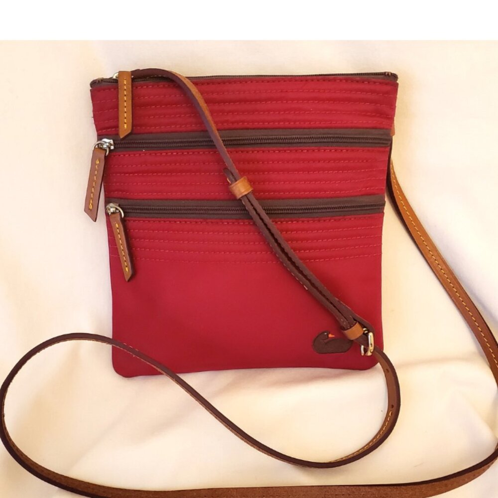 DOONEY & BOURKE Triple Zipper Crossbody Bag Red Nylon